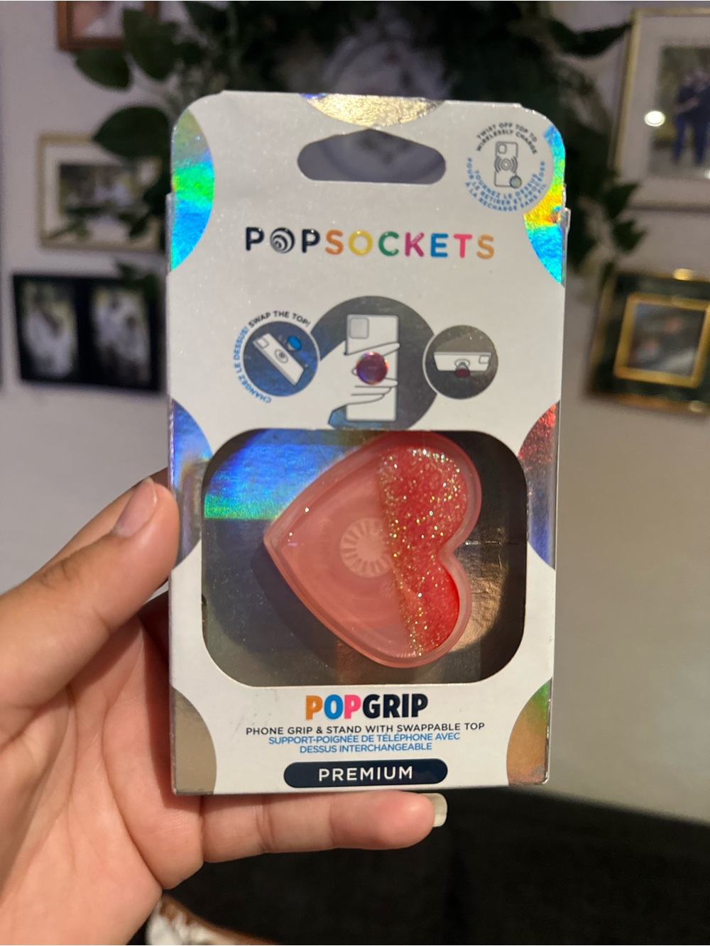 PopSocket PopGrip Premium Heart Phone Grip red color